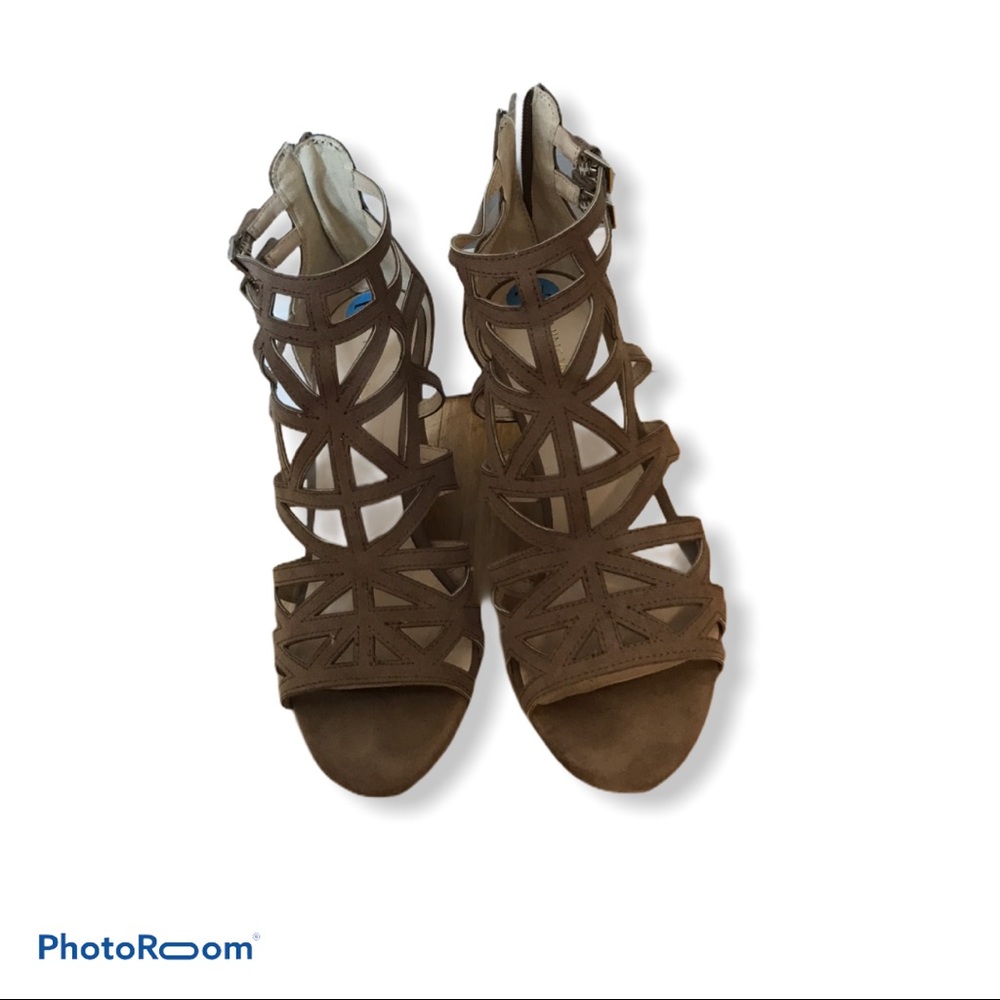 Nine West Geostrap Nude Wedges